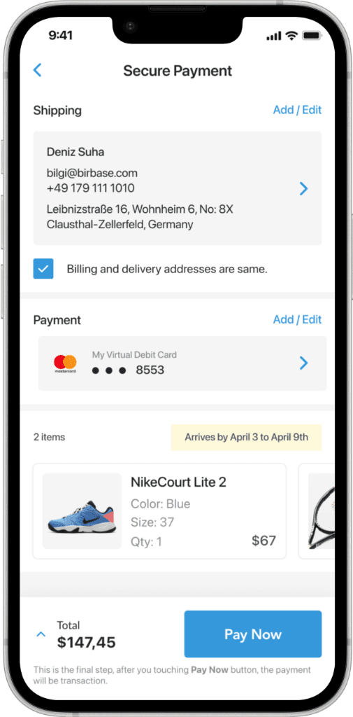 Secure and transparent checkout screen
